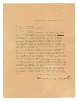 1914 Theodore Roosevelt Signed Typed Letter Regarding The Panama Canal! (JSA)